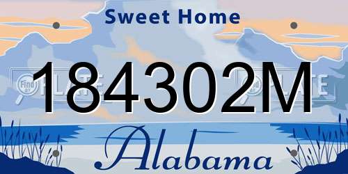 184302M Alabama License Plate