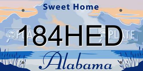 184HED Alabama License Plate