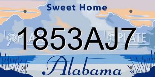 1853AJ7 Alabama License Plate