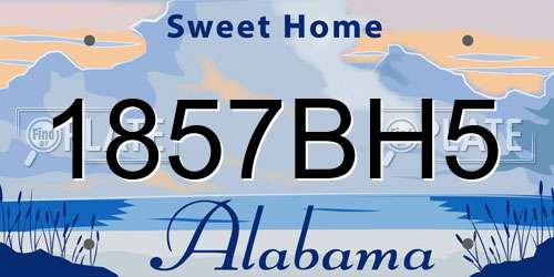1857BH5 Alabama License Plate