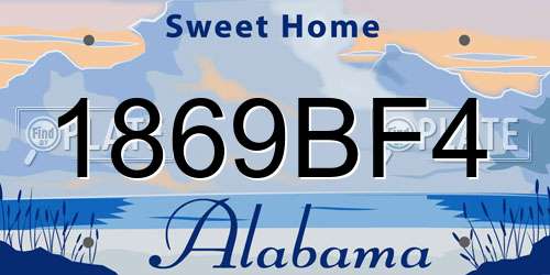 1869BF4 Alabama License Plate