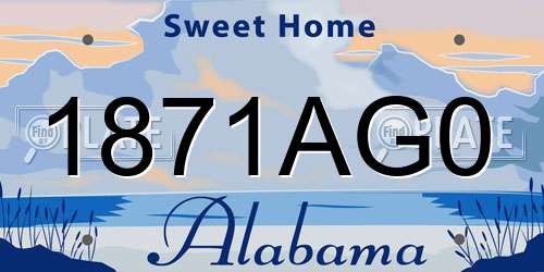 1871AG0 Alabama License Plate