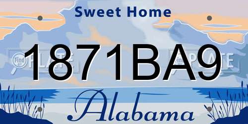 1871BA9 Alabama License Plate