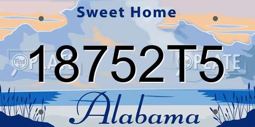 18752T5 Alabama License Plate