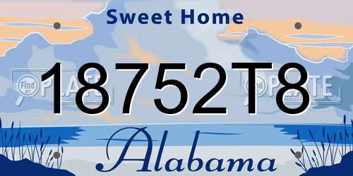 18752T8 Alabama License Plate