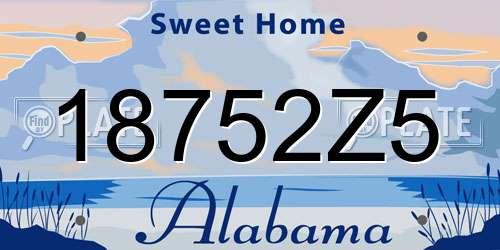 18752Z5 Alabama License Plate