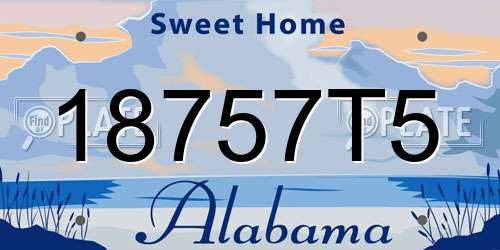 18757T5 Alabama License Plate