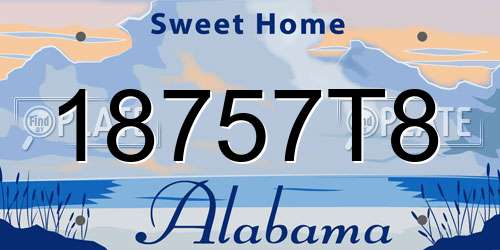 18757T8 Alabama License Plate