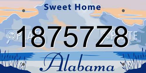 18757Z8 Alabama License Plate