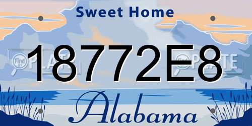 18772E8 Alabama License Plate