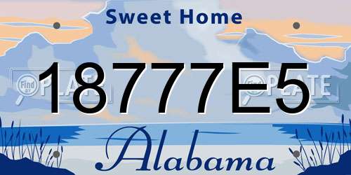 18777E5 Alabama License Plate