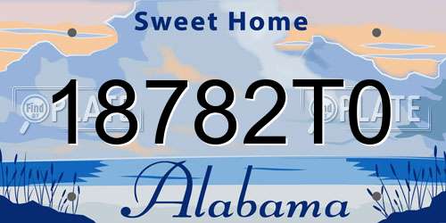 18782T0 Alabama License Plate