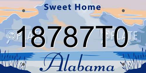 18787T0 Alabama License Plate