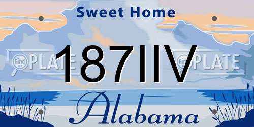 187IIV Alabama License Plate