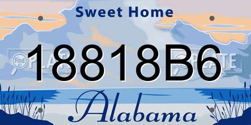 18818B6 Alabama License Plate