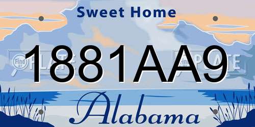 1881AA9 Alabama License Plate