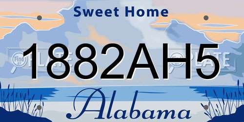 1882AH5 Alabama License Plate