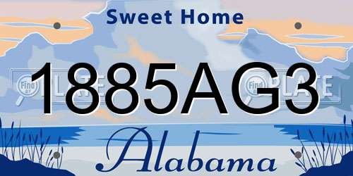 1885AG3 Alabama License Plate