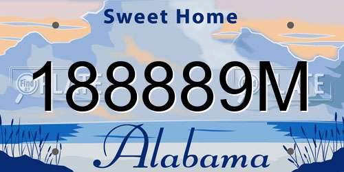 188889M Alabama License Plate