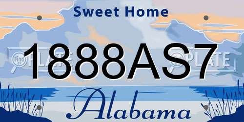 1888AS7 Alabama License Plate