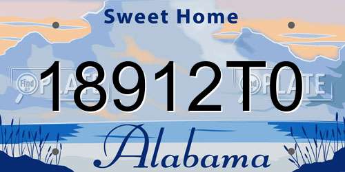 18912T0 Alabama License Plate