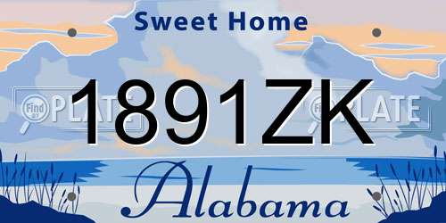 1891ZK Alabama License Plate