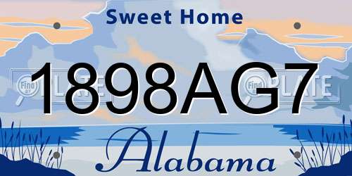 1898AG7 Alabama License Plate