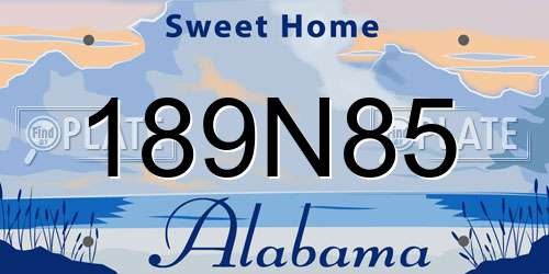189N85 Alabama License Plate