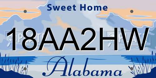 18AA2HW Alabama License Plate