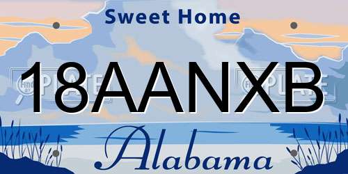 18AANXB Alabama License Plate