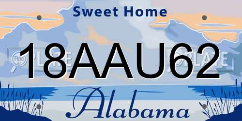 18AAU62 Alabama License Plate