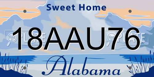 18AAU76 Alabama License Plate