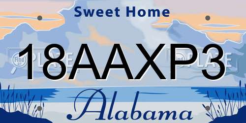 18AAXP3 Alabama License Plate