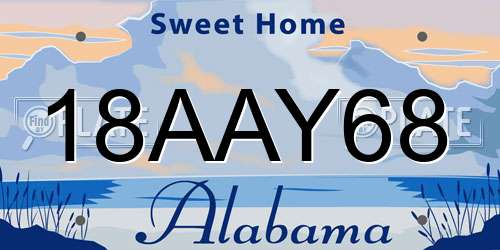 18AAY68 license plate in AL state