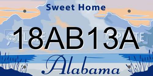 18AB13A Alabama License Plate