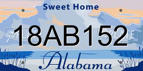 18AB152 Alabama License Plate