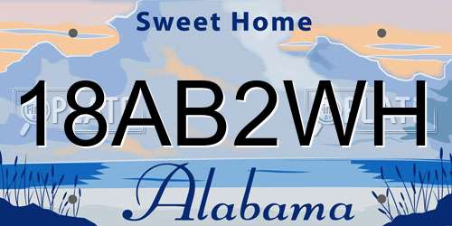 18AB2WH Alabama License Plate