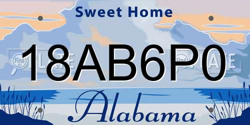 18AB6P0 Alabama License Plate