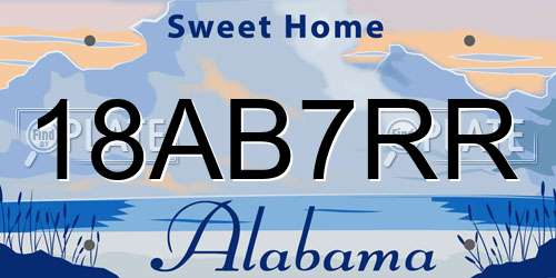 18AB7RR Alabama License Plate