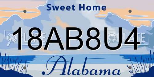 18AB8U4 Alabama License Plate