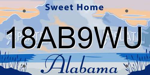 18AB9WU Alabama License Plate