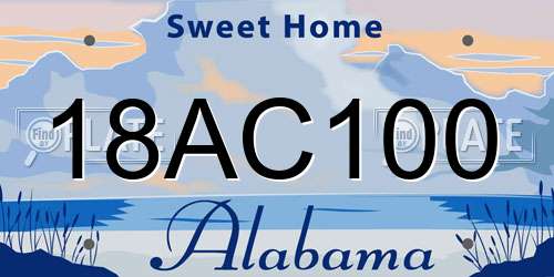 18AC100 Alabama License Plate