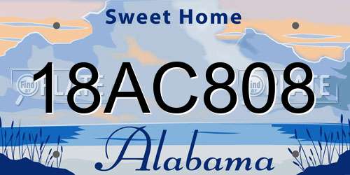 18AC808 Alabama License Plate