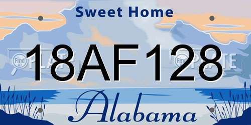 18AF128 Alabama License Plate