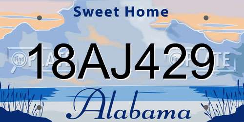 18AJ429 Alabama License Plate