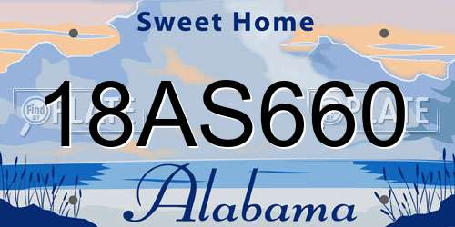 18AS660 Alabama License Plate