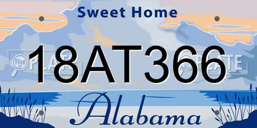 18AT366 Alabama License Plate