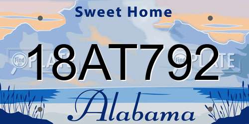 18AT792 Alabama License Plate