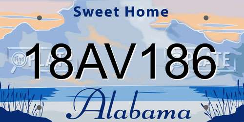 18AV186 Alabama License Plate