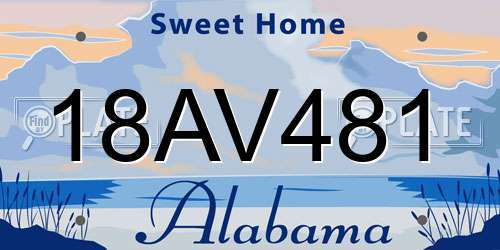 18AV481 Alabama License Plate